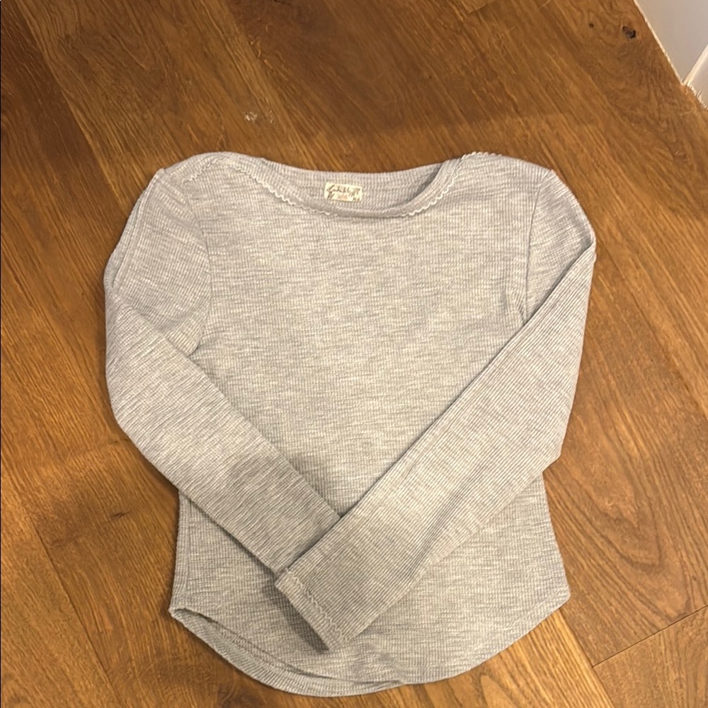 Free People Gray Long Sleeve Tee